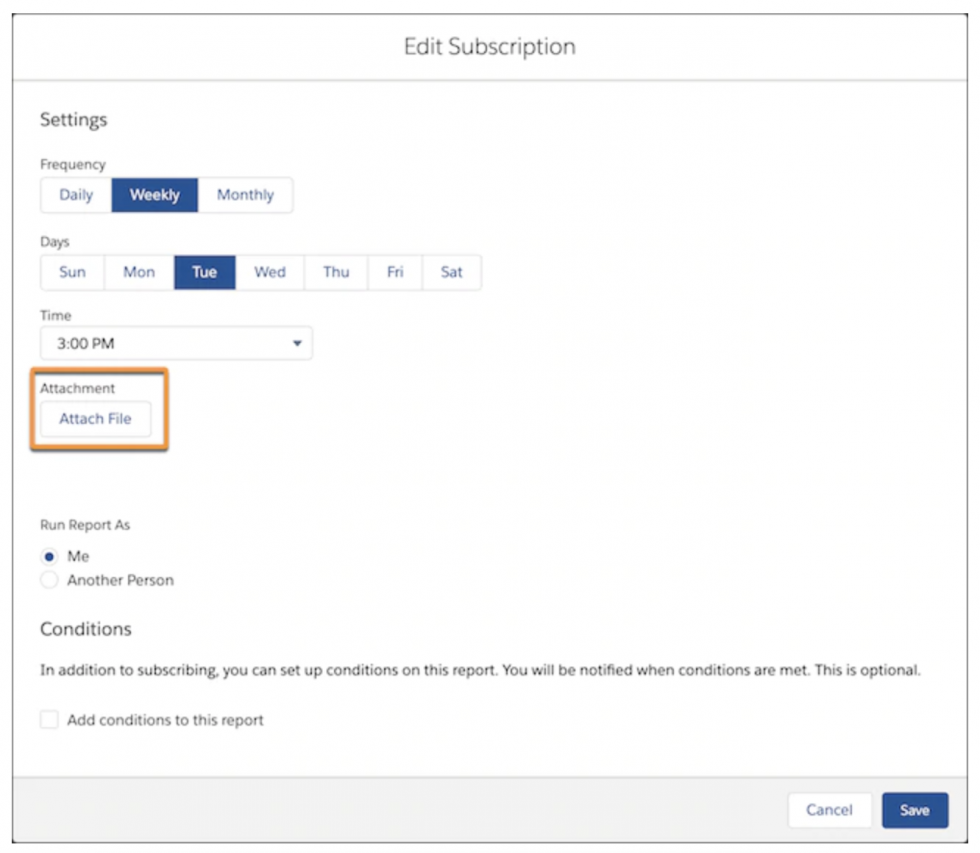 attach csv files to salesforce report subscriptions 1